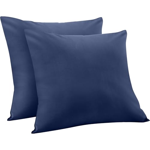 Warmstar Kissenbezug 40x40 Baumwoll Navy Blau 2er Set,100% langstapeligeer Baumwolle kissenbezüge 600er Fadenzahl Satinbindung Ultra weich atmungsaktiver Umschlag Kissenbezug für Kissen 40x40cm von Warmstar
