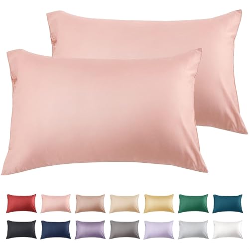 Warmstar Kissenbezug 40x60 Baumwoll Rosa 2er Set,100% langstapeligeer Baumwolle kissenbezüge 600er Fadenzahl Satinbindung Ultra weich atmungsaktiver Umschlag Kissenbezug für Kissen 40x60cm von Warmstar
