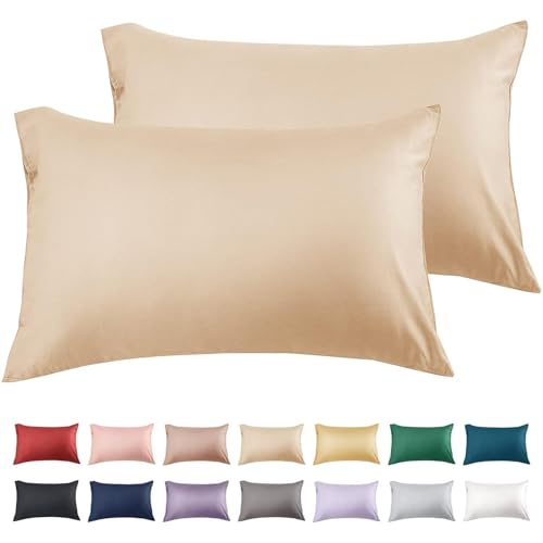 Warmstar Kissenbezug 40x80 Baumwoll Khaki 2er Set,100% langstapeligeer Baumwolle kissenbezüge 600er Fadenzahl Satinbindung Ultra weich atmungsaktiver Umschlag Kissenbezug für Kissen 40x80cm von Warmstar