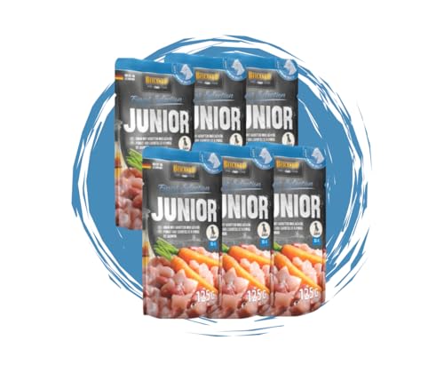 Belcando Finest Selection – Hundefutter – Junior 6x125g - getreidefreies Nassfutter mit Huhn & Ei - Premium-Welpenfutter im Frischebeutel Bundle Belcando Finest Selection – Hundefutter – Junior 6x125g - getreidefreies Nassfutter mit Huhn & Ei - Premium-Welpenfutter im Frischebeutel Bundle von Warnick´s Tierfutterservice