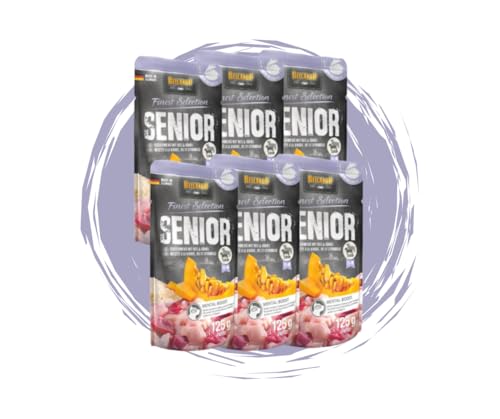 Belcando Finest Selection - Hundefutter - Senior 6x125g - hochwertiges Nassfutter mit Hühnchen, Kürbis & Reis - getreidefrei, leicht verdaulich & speziell für ältere Hunde mit sensiblem Magen - Bundle von Warnick´s Tierfutterservice
