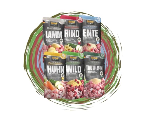Belcando Frischebeutel Nassfutter | Multi Bundle, Sparpaket | Verschiedene Sorten | 6x125g (125g, Mix 2 - Lamm, Rind, Ente, Huhn, Wild, Truthahn) von Warnick´s Tierfutterservice