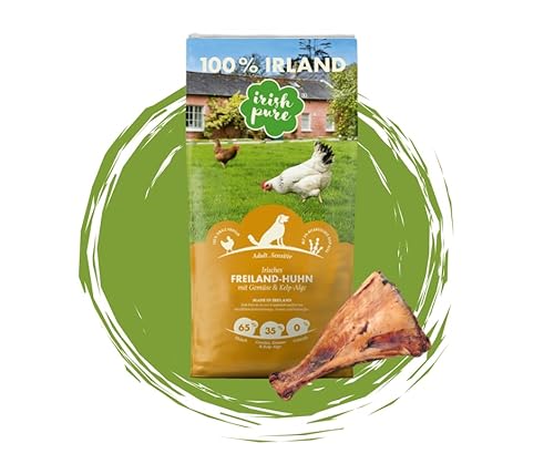 Irish Pure Adult - Freiland Huhn 12kg + Rinderschulterblatt - Premium-Hundefutter - getreidefrei & hypoallergen - Premium-Hundefutter + Snack im Vorteilspaket - Trockenfutter und Leckerli Mix von Warnick´s Tierfutterservice