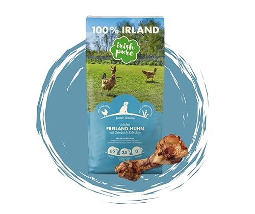 Irish Pure Junior - Freiland Huhn 12kg + Power Bone - Getreidefreies Hundefutter für Welpen - Premium-Juniorfutter + Snack im Vorteilspaket - 100% natürlich | Sparpaket | Bundle von Warnick´s Tierfutterservice