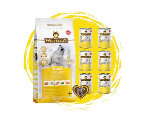 Wolfsblut Vetline Hundefutter - Urinary, 12kg + 6x395g - Sparbundel, Sparpaket - inklusive Warnicks Tierfutterservice Hundesnack Goodie von Warnick´s Tierfutterservice