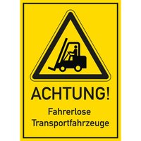 Warnschild "Fahrerloses Transportsystem", gelb, BxH 300 x 420 mm von Jungheinrich PROFISHOP