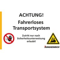 Warnschild "Fahrerloses Transportsystem", weiß, BxH 800 x 500 mm von Jungheinrich PROFISHOP