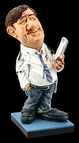 Warren Stratford Funny Job Karikatur Figur - Doktor mit Clipboard | Witzige Dekofigur, Statue, Skulptur, Motiv, Sammelfigur, H 16 cm von Warren Stratford