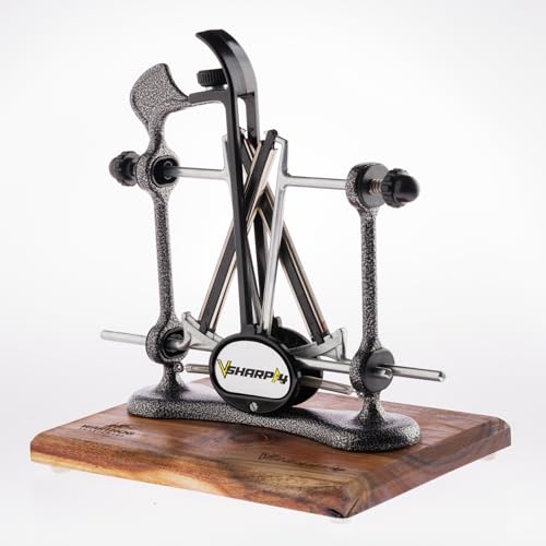Warthog Sharpeners V-Sharp A4 ELITE Messerschärfer Anthrazit, mit 4 verschiedenen Schleifwinkel – hochwertigem Holzstandfuß - Messerschleifer für Jagdmesser, Küchenmesser, Schnitzmesser, uvm. von Warthog Sharpeners