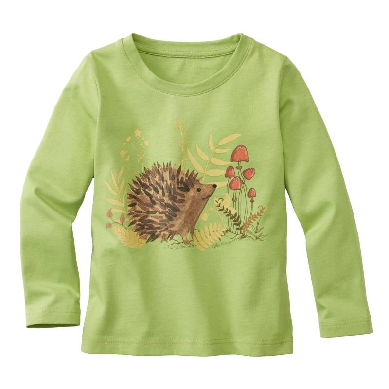 Langarmshirt "Igel" aus reiner Bio-Baumwolle, linde 86/92 von Waschbär