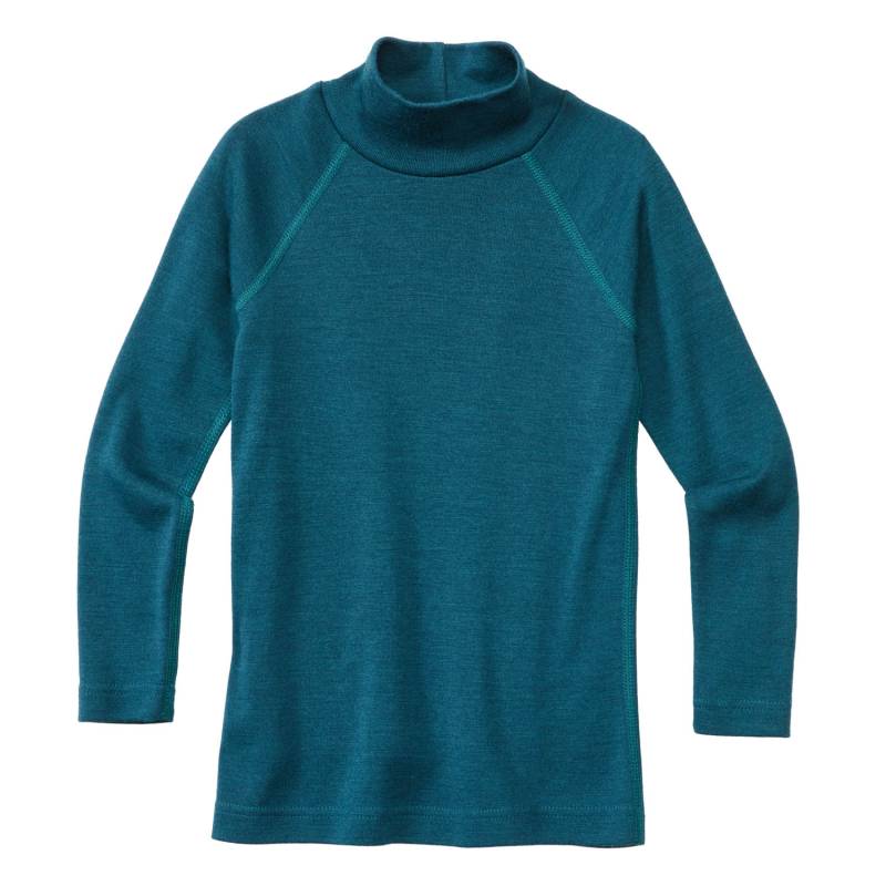Langarmshirt mit Stehkragen aus Merinowolle mit Bio-Seide, atlantik 86/92 von Waschbär