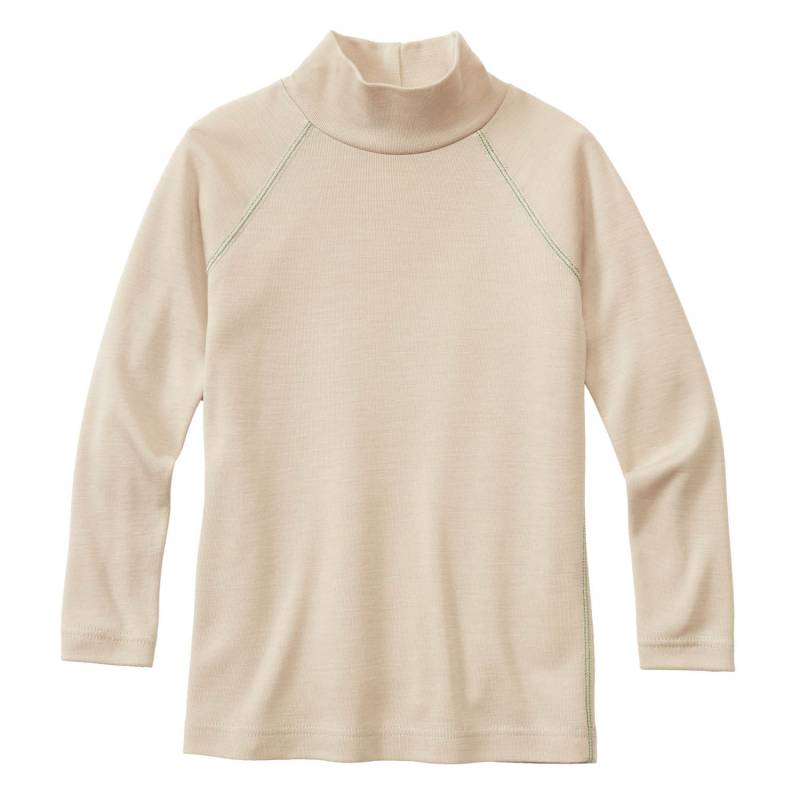 Langarmshirt mit Stehkragen aus Merinowolle mit Bio-Seide, stein 86/92 von Waschbär