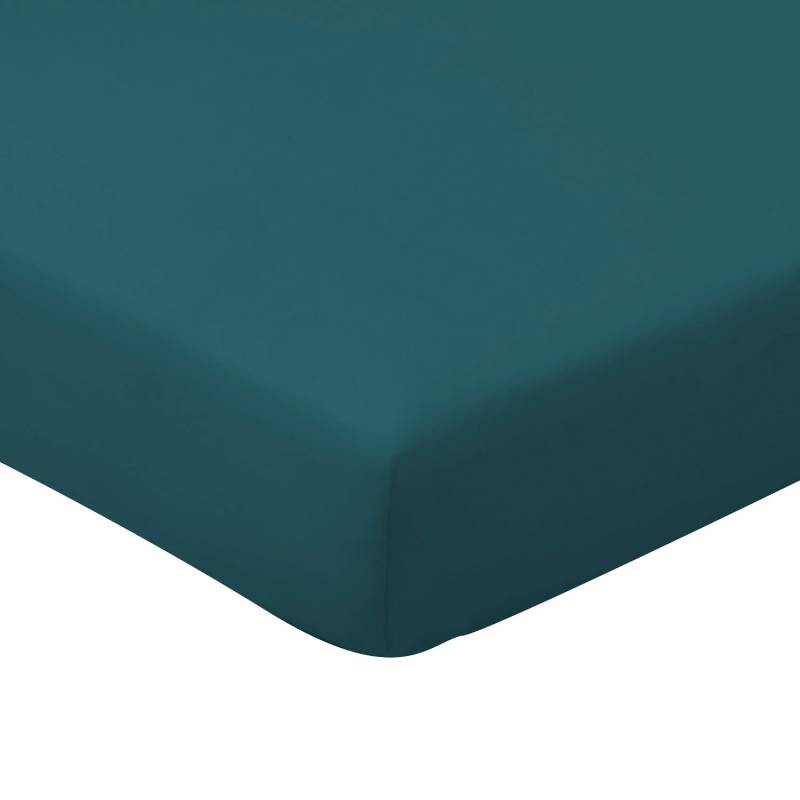 Satin-Spannbetttuch aus reiner Bio-Baumwolle, smaragd 140 x 200 cm von Waschbär