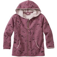 Sweatjacke mit Kapuze aus Bio-Baumwolle, plum-melange-bedruckt von Waschbär