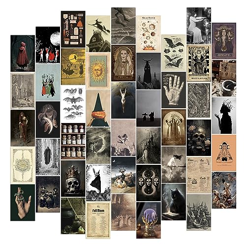 Witchy Room Decor, Aesthetic Witch Decor, Gothic Home Decor Aesthetic, 50pcs Vintage Poster for Witch Room Decor, Gothic Wall Decor Aesthetic Wall Collage Kit, Gothic Room Decor von Waschbär