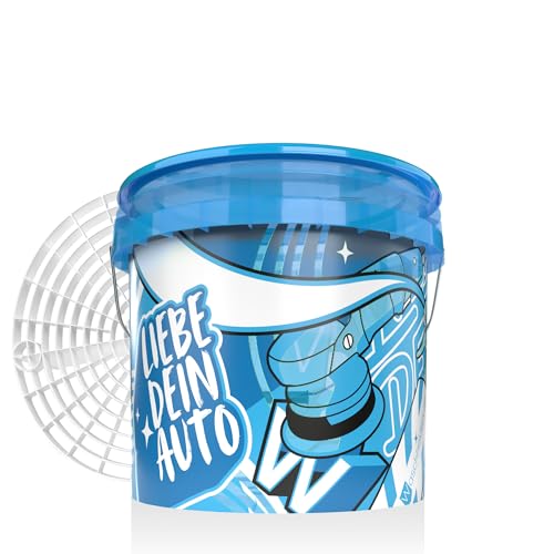 Waschhelden Auto Wascheimer Set mit Sieb und Deckel | 12l Autowascheimer Blau/Weiß mit Gitter zur Schmutzfilterung | Eimer für die Autowäsche | Auto Putzeimer Waschhelden Auto Wascheimer Set mit Sieb und Deckel | 12l Autowascheimer Blau/Weiß mit Gitter zur Schmutzfilterung | Eimer für die Autowäsche | Auto Putzeimer von Waschhelden