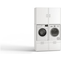 Waschturm Waschmaschinenschrank, BxHxT: 134 x 233 x 65,4 cm - weiss von Waschturm