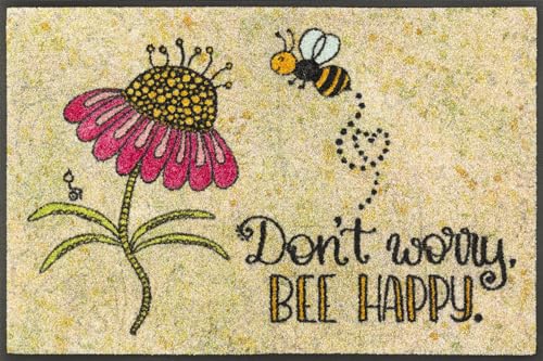 wash+dry Fußmatte, Bee Happy 50x75cm, innen und außen, waschbar, bunt von Wash+Dry