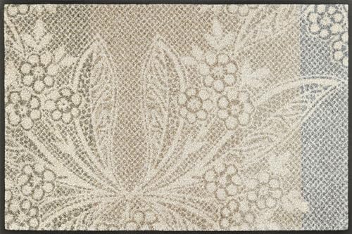 wash+dry Fußmatte, Floral Lace 50x75cm, innen und außen, waschbar, grau von Wash+Dry