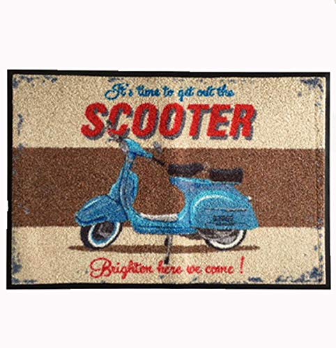 Wash + Dry Waschbare Fussmatte - Scooter - Roller - Martin Wiscombe 47x73cm Fußabstreifer im Nostalgie Look - waschbar von Wash+Dry