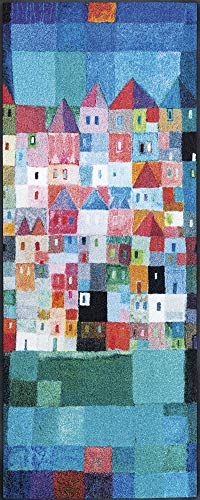 wash+dry Fußmatte, Colourful Houses 75x190 cm, innen und außen, waschbar von Wash+Dry