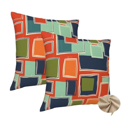 2er Set Kissenbezug 35x35 cm Sofa Kissen Retro Kissenhülle, Weicher Kissenbezug Geometrisch Dekokissen mit Verstecktem Reißverschluss, Couchkissen Pillow Case für Bett Stuhl Wohnzimmer Deko -J148 von Washifa