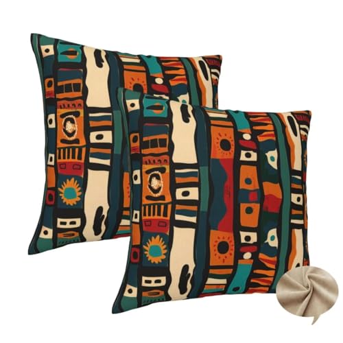 2er Set Kissenbezug 40x40 cm Quadratisch Sofa Kissen Boho Kissenhülle, Weicher Kissenbezug Ethnisch Dekokissen mit Verstecktem Reißverschluss, Couchkissen Pillow Case für Bett Wohnzimmer Deko -J221 2er Set Kissenbezug 40x40 cm Quadratisch Sofa Kissen Boho Kissenhülle, Weicher Kissenbezug Ethnisch Dekokissen mit Verstecktem Reißverschluss, Couchkissen Pillow Case für Bett Wohnzimmer Deko -J221 von Washifa