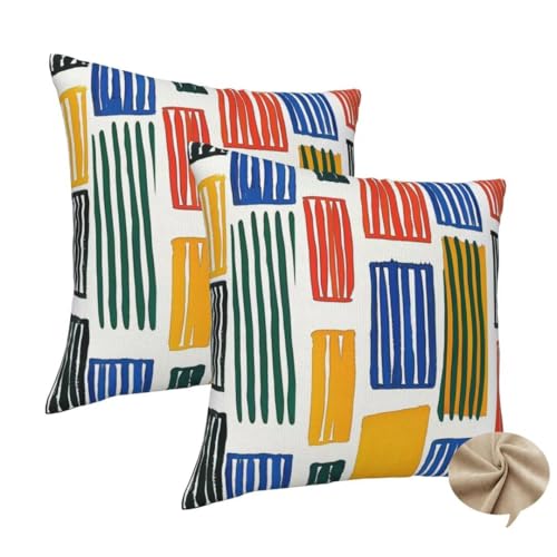 2er Set Kissenbezug 40x40 cm Quadratisch Sofa Kissen Farbe Kissenhülle, Weicher Kissenbezug Streifen Dekokissen mit Verstecktem Reißverschluss, Couchkissen Pillow Case für Bett Wohnzimmer Deko -J207 2er Set Kissenbezug 40x40 cm Quadratisch Sofa Kissen Farbe Kissenhülle, Weicher Kissenbezug Streifen Dekokissen mit Verstecktem Reißverschluss, Couchkissen Pillow Case für Bett Wohnzimmer Deko -J207 von Washifa