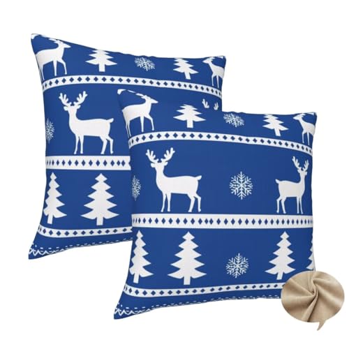 2er Set Kissenbezug 40x40 cm Sofa Kissen Blau Kissenhülle, Weicher Kissenbezug Weihnachten Dekokissen mit Verstecktem Reißverschluss, Couchkissen Pillow Case für Bett Stuhl Wohnzimmer Deko -J169 2er Set Kissenbezug 40x40 cm Sofa Kissen Blau Kissenhülle, Weicher Kissenbezug Weihnachten Dekokissen mit Verstecktem Reißverschluss, Couchkissen Pillow Case für Bett Stuhl Wohnzimmer Deko -J169 von Washifa