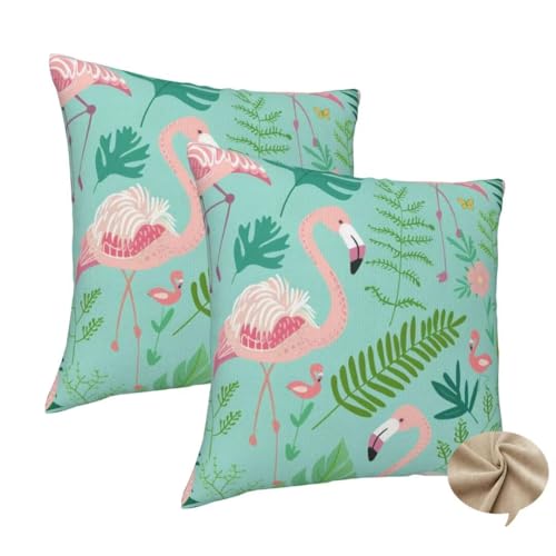 2er Set Kissenbezug 45x45 cm Quadratisch Sofa Kissen Grün Kissenhülle, Weicher Kissenbezug Flamingo Dekokissen mit Verstecktem Reißverschluss, Couchkissen Pillow Case für Bett Wohnzimmer Deko -J159 2er Set Kissenbezug 45x45 cm Quadratisch Sofa Kissen Grün Kissenhülle, Weicher Kissenbezug Flamingo Dekokissen mit Verstecktem Reißverschluss, Couchkissen Pillow Case für Bett Wohnzimmer Deko -J159 von Washifa