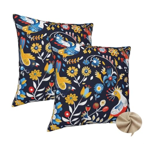 2er Set Kissenbezug 50x50 cm Quadratisch Sofa Kissen Ethnisch Kissenhülle, Weicher Kissenbezug Retro Dekokissen mit Verstecktem Reißverschluss, Couchkissen Pillow Case für Bett Wohnzimmer Deko -J132 von Washifa