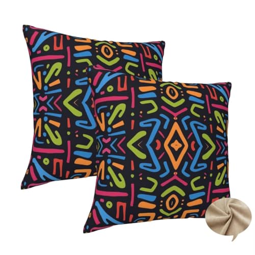 2er Set Kissenbezug 50x50 cm Quadratisch Sofa Kissen Retro Kissenhülle, Weicher Kissenbezug Ethnisch Dekokissen mit Verstecktem Reißverschluss, Couchkissen Pillow Case für Bett Wohnzimmer Deko -J167 2er Set Kissenbezug 50x50 cm Quadratisch Sofa Kissen Retro Kissenhülle, Weicher Kissenbezug Ethnisch Dekokissen mit Verstecktem Reißverschluss, Couchkissen Pillow Case für Bett Wohnzimmer Deko -J167 von Washifa