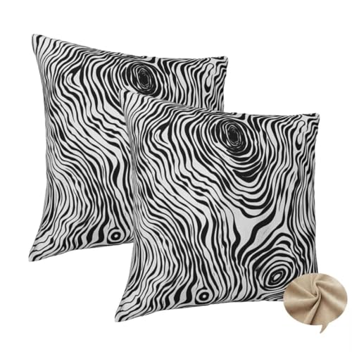 2er Set Kissenbezug 55x55 cm Sofa Kissen Schwarz Weiß Kissenhülle, Weicher Kissenbezug Linien Dekokissen mit Verstecktem Reißverschluss, Couchkissen Pillow Case für Bett Stuhl Wohnzimmer Deko -J186 von Washifa