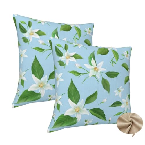 2er Set Kissenbezug 80x80 cm Quadratisch Sofa Kissen Blau Kissenhülle, Weicher Kissenbezug Blumen Dekokissen mit Verstecktem Reißverschluss, Couchkissen Pillow Case für Bett Stuhl Wohnzimmer Deko-J152 2er Set Kissenbezug 80x80 cm Quadratisch Sofa Kissen Blau Kissenhülle, Weicher Kissenbezug Blumen Dekokissen mit Verstecktem Reißverschluss, Couchkissen Pillow Case für Bett Stuhl Wohnzimmer Deko-J152 von Washifa