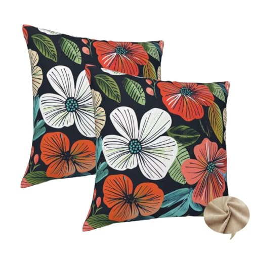 2er Set Kissenbezug 80x80 cm Quadratisch Sofa Kissen Dunkel Kissenhülle, Weicher Kissenbezug Blumen Dekokissen mit Verstecktem Reißverschluss, Couchkissen Pillow Case für Bett Wohnzimmer Deko -J251 2er Set Kissenbezug 80x80 cm Quadratisch Sofa Kissen Dunkel Kissenhülle, Weicher Kissenbezug Blumen Dekokissen mit Verstecktem Reißverschluss, Couchkissen Pillow Case für Bett Wohnzimmer Deko -J251 von Washifa