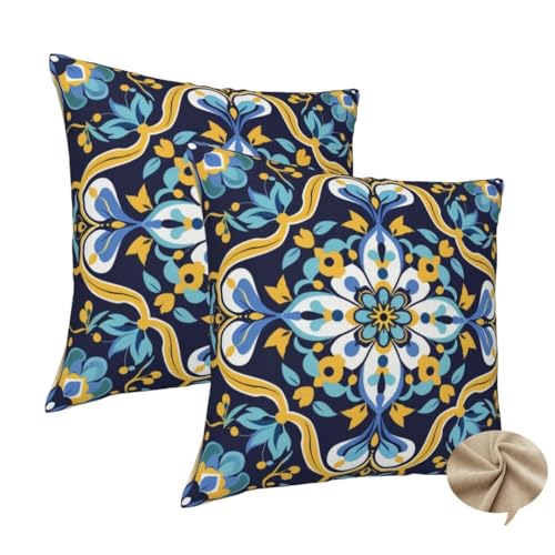 2er Set Kissenbezug 80x80 cm Quadratisch Sofa Kissen Mexiko Kissenhülle, Weicher Kissenbezug Retro Dekokissen mit Verstecktem Reißverschluss, Couchkissen Pillow Case für Bett Wohnzimmer Deko -J134 von Washifa