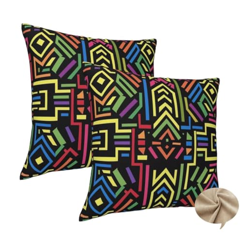 2er Set Kissenbezug 80x80 cm Quadratisch Sofa Kissen Retro Kissenhülle, Weicher Kissenbezug Ethnisch Dekokissen mit Verstecktem Reißverschluss, Couchkissen Pillow Case für Bett Wohnzimmer Deko -J171 von Washifa