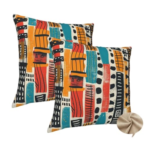 2er Set Kissenbezug 80x80 cm Quadratisch Sofa Kissen Retro Kissenhülle, Weicher Kissenbezug Indisch Dekokissen mit Verstecktem Reißverschluss, Couchkissen Pillow Case für Bett Wohnzimmer Deko -J146 2er Set Kissenbezug 80x80 cm Quadratisch Sofa Kissen Retro Kissenhülle, Weicher Kissenbezug Indisch Dekokissen mit Verstecktem Reißverschluss, Couchkissen Pillow Case für Bett Wohnzimmer Deko -J146 von Washifa