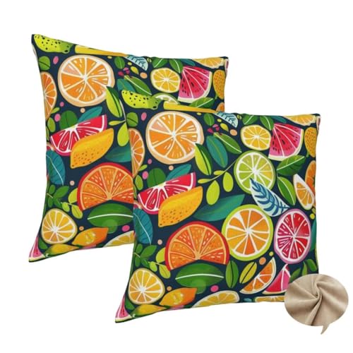 2er Set Kissenbezug 80x80 cm Quadratisch Sofa Kissen Zitrone Kissenhülle, Weicher Kissenbezug Orange Dekokissen mit Verstecktem Reißverschluss, Couchkissen Pillow Case für Bett Wohnzimmer Deko -J250 2er Set Kissenbezug 80x80 cm Quadratisch Sofa Kissen Zitrone Kissenhülle, Weicher Kissenbezug Orange Dekokissen mit Verstecktem Reißverschluss, Couchkissen Pillow Case für Bett Wohnzimmer Deko -J250 von Washifa