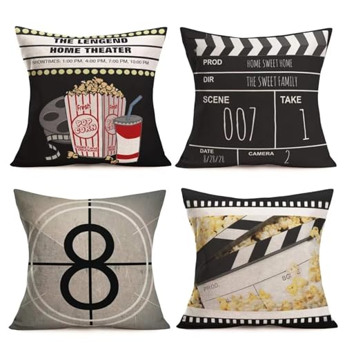 4er Set Kissenbezug 40x40 cm Kissenhülle Weiche Kurzer Plüsch Zierkissen bezug Sofakissen Filmzeit Kissen Deko Wohnzimmer, Kissenbezüge mit Verstecktem Reißverschluss für Couch Schlafzimmer D314 von Washifa