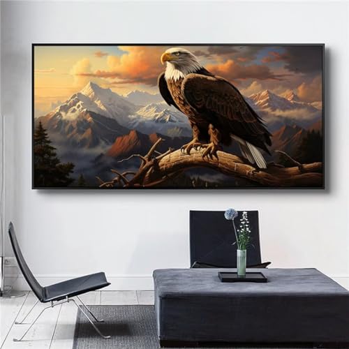 Cooler Adler Diamond Painting Groß XXL 100x50 cm DIY Diamant Painting Bilder Erwachsene, Full drill 5D Diamond Art Kinder, Bastelset Kunst Malen Nach Zahlen Malerei Stickerei Set Home Wand Dekor R162 von Washifa