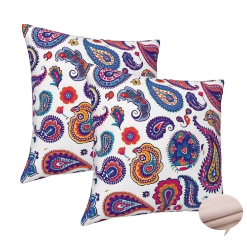 Kissenbezug 30x30 cm 2er Set Deko Kissen Indien Kuschelkissen, Quadratisch Kissenbezug Ethnisch Sofakissen, Leinen Cushion Cover Doppelseitig Zierkissen für Couch Schlafzimme, Vier Jahreszeiten -J173 von Washifa