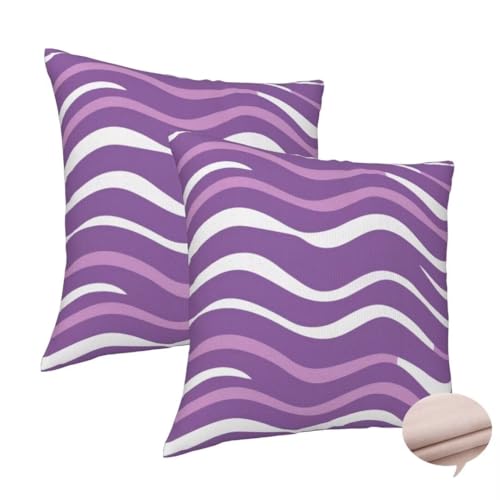 Kissenbezug 30x30 cm 2er Set Deko Kissen Lila Kuschelkissen, Quadratisch Kissenbezug Streifen Sofakissen, Leinen Cushion Cover Doppelseitig Zierkissen für Couch Schlafzimme, Vier Jahreszeiten -J259 Kissenbezug 30x30 cm 2er Set Deko Kissen Lila Kuschelkissen, Quadratisch Kissenbezug Streifen Sofakissen, Leinen Cushion Cover Doppelseitig Zierkissen für Couch Schlafzimme, Vier Jahreszeiten -J259 von Washifa