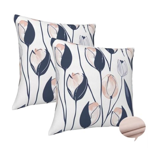 Kissenbezug 30x30 cm 2er Set Deko Kissen Modern Kuschelkissen, Quadratisch Kissenbezug Blumen Sofakissen, Leinen Cushion Cover Doppelseitig Zierkissen für Couch Schlafzimme, Vier Jahreszeiten -J136 von Washifa