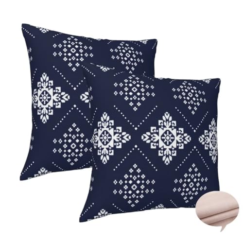 Kissenbezug 35x35 cm 2er Set Deko Kissen Marineblau Kuschelkissen, Quadratisch Kissenbezug Retro Sofakissen, Leinen Cushion Cover Doppelseitig Zierkissen für Couch Schlafzimme, Vier Jahreszeiten -J272 Kissenbezug 35x35 cm 2er Set Deko Kissen Marineblau Kuschelkissen, Quadratisch Kissenbezug Retro Sofakissen, Leinen Cushion Cover Doppelseitig Zierkissen für Couch Schlafzimme, Vier Jahreszeiten -J272 von Washifa