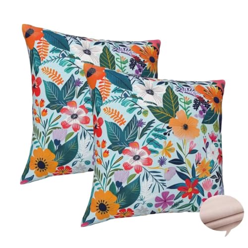 Kissenbezug 40x40 cm 2er Set Deko Kissen Farbe Kuschelkissen, Quadratisch Kissenbezug Blumen Sofakissen, Leinen Cushion Cover Doppelseitig Zierkissen für Auto Couch Schlafzimme, Vier Jahreszeiten-J254 Kissenbezug 40x40 cm 2er Set Deko Kissen Farbe Kuschelkissen, Quadratisch Kissenbezug Blumen Sofakissen, Leinen Cushion Cover Doppelseitig Zierkissen für Auto Couch Schlafzimme, Vier Jahreszeiten-J254 von Washifa