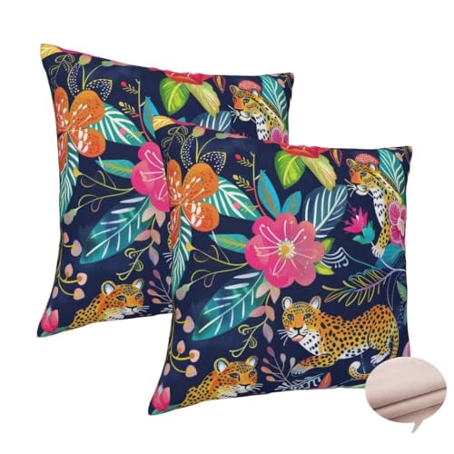 Kissenbezug 40x40 cm 2er Set Deko Kissen Farbe Kuschelkissen, Quadratisch Kissenbezug Leopard Sofakissen, Leinen Cushion Cover Doppelseitig Zierkissen für Couch Schlafzimme, Vier Jahreszeiten -J130 Kissenbezug 40x40 cm 2er Set Deko Kissen Farbe Kuschelkissen, Quadratisch Kissenbezug Leopard Sofakissen, Leinen Cushion Cover Doppelseitig Zierkissen für Couch Schlafzimme, Vier Jahreszeiten -J130 von Washifa