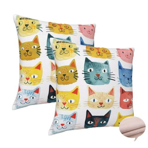 Kissenbezug 40x40 cm 2er Set Deko Kissen Süß Kuschelkissen, Quadratisch Kissenbezug Katzen Sofakissen, Leinen Cushion Cover Doppelseitig Zierkissen für Auto Couch Schlafzimme, Vier Jahreszeiten -J157 Kissenbezug 40x40 cm 2er Set Deko Kissen Süß Kuschelkissen, Quadratisch Kissenbezug Katzen Sofakissen, Leinen Cushion Cover Doppelseitig Zierkissen für Auto Couch Schlafzimme, Vier Jahreszeiten -J157 von Washifa