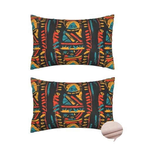 Kissenbezug 40x70 cm 2er Set Deko Kissen Afrika Kuschelkissen, Rechteckig Kissenbezug Indisch Sofakissen, Leinen Cushion Cover Doppelseitig Zierkissen für Couch Schlafzimme, Vier Jahreszeiten -J144 von Washifa