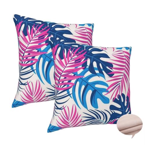 Kissenbezug 45x45 cm 2er Set Deko Kissen Farbe Kuschelkissen, Quadratisch Kissenbezug Pflanze Sofakissen, Leinen Cushion Cover Doppelseitig Zierkissen für Couch Schlafzimme, Vier Jahreszeiten -J142 von Washifa